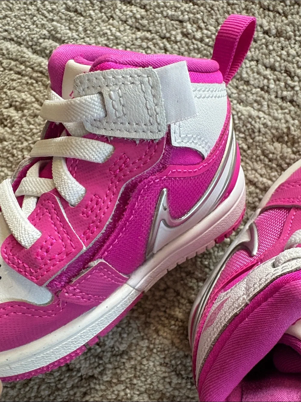 Nike Kids White and Hot Pink High-Top Sneakers